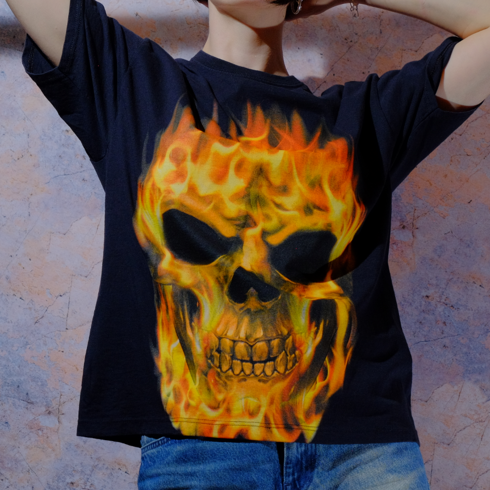 skull on fire t-shirt