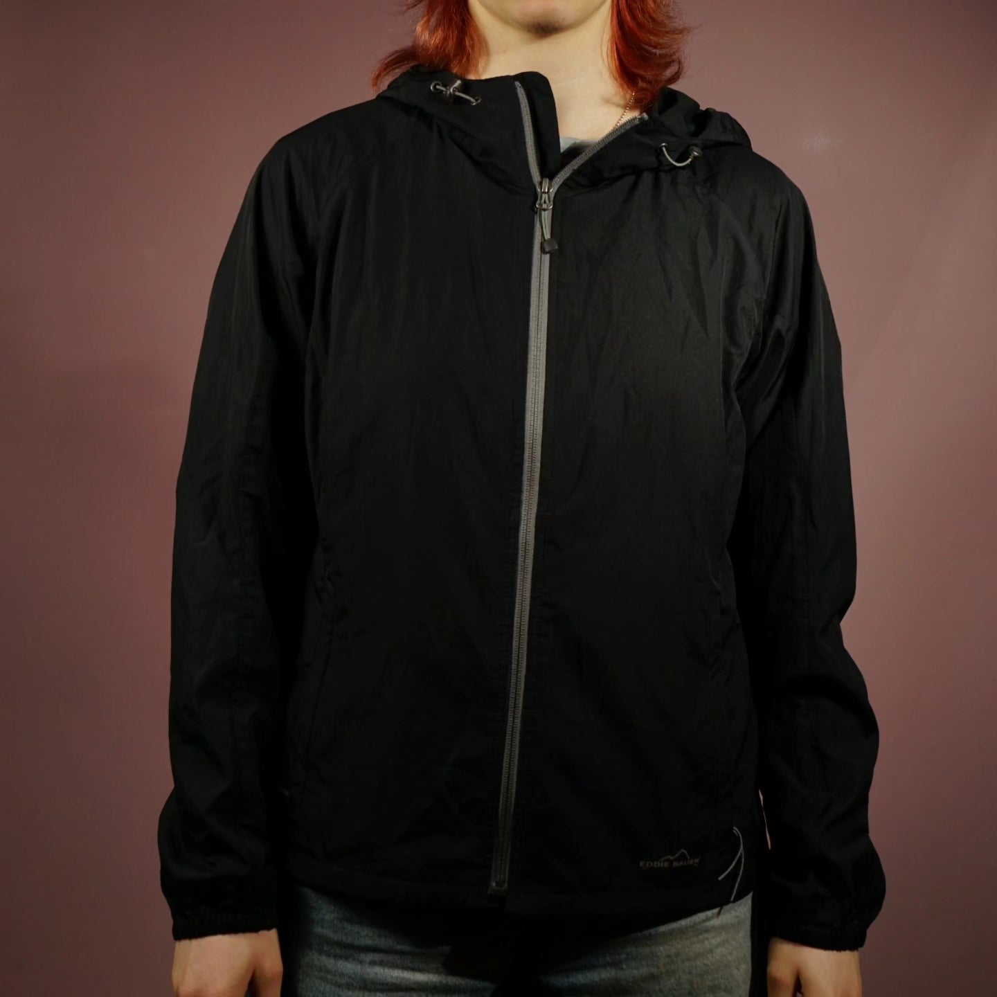 eddie bauer black windbreaker