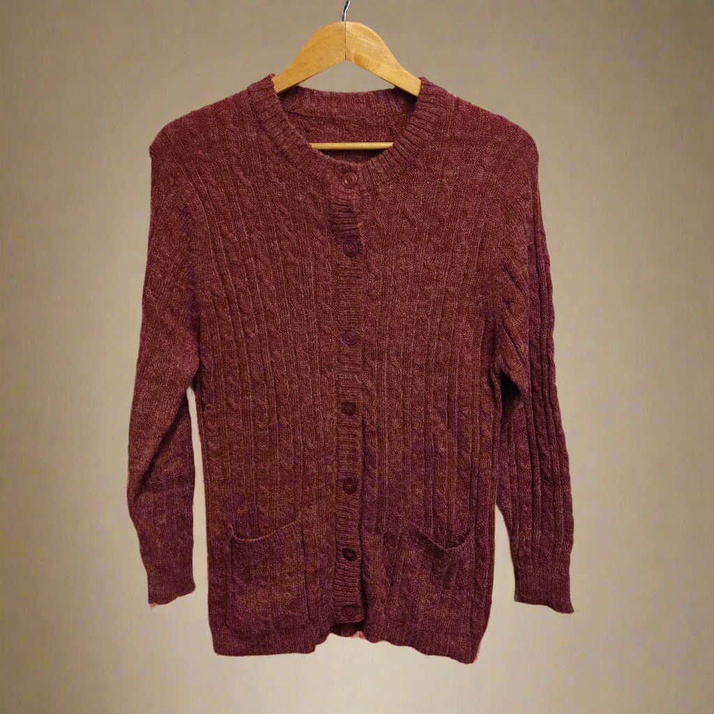 cherry cola burgundy cardigan