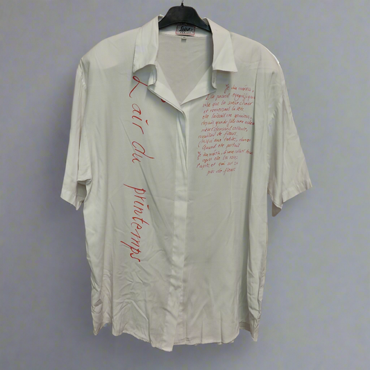 red poetry white shirt