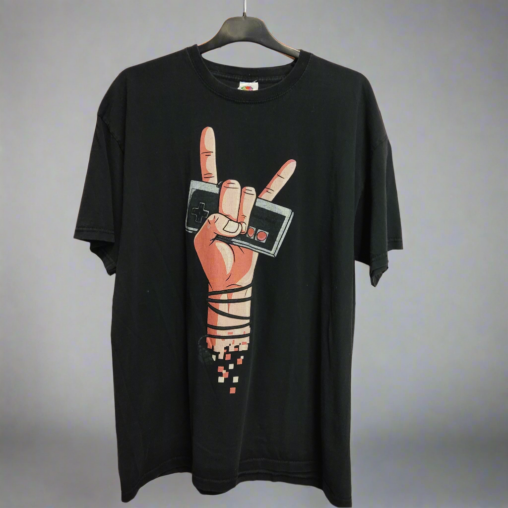 gamer hand black t-shirt