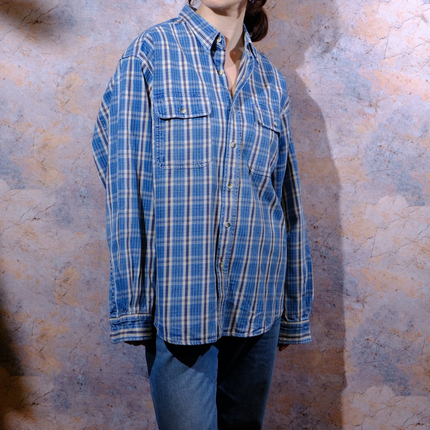 levi's blue checked shirt