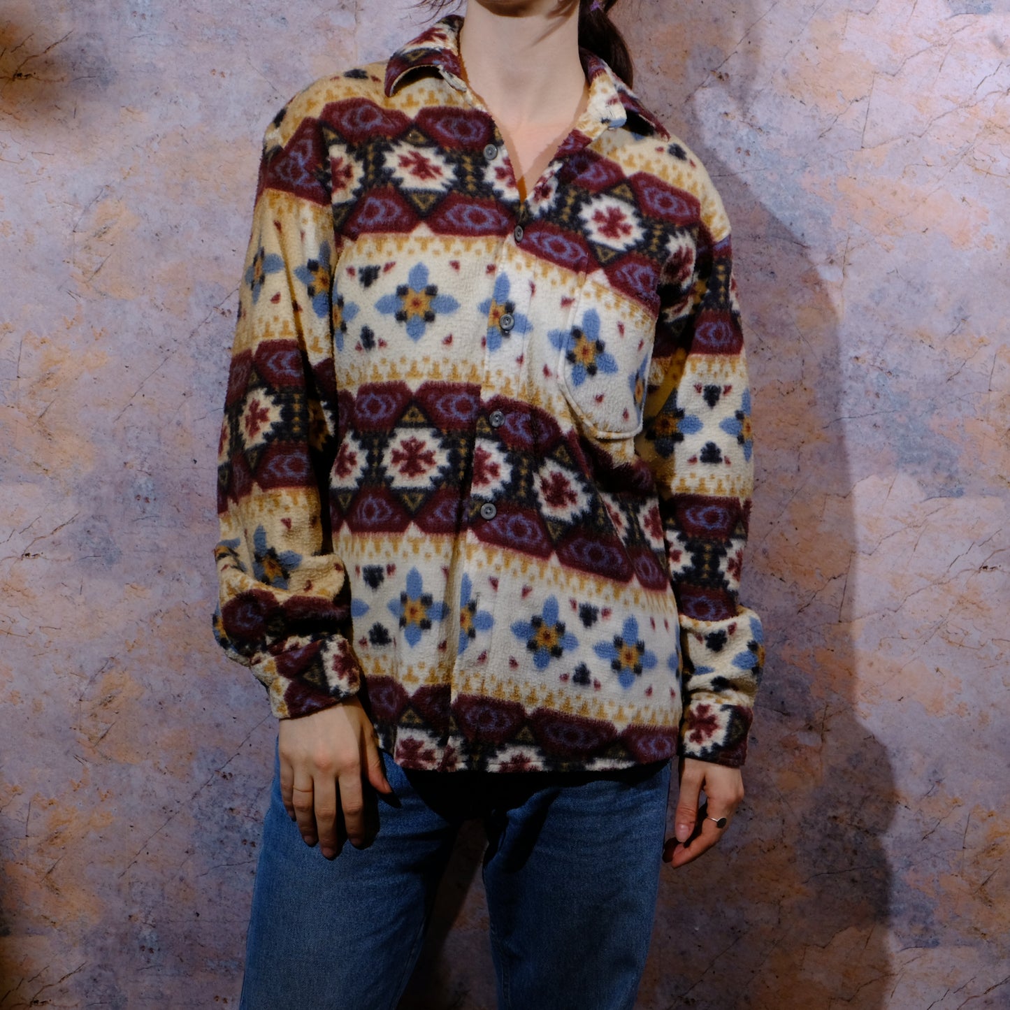 i once saw the most beautiful girl in the world patterned fleece shirt